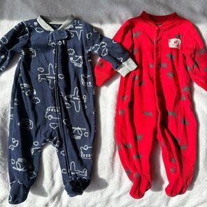 Carter's Navy and Red Footed Pajama Set - Airplanes & Moose